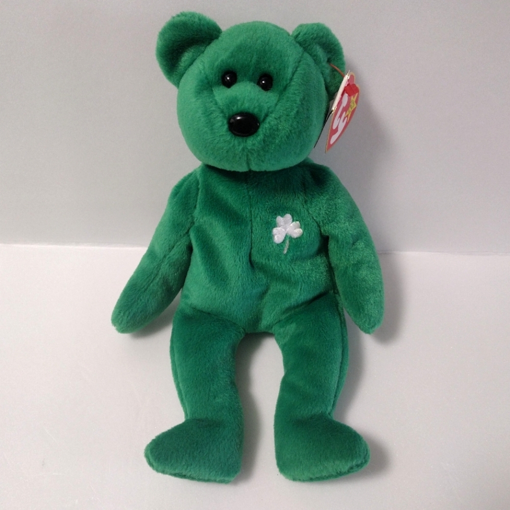 Ty Beanie Baby Erin The Bear 1997 Plush Toy St. Patrick's Day Irish Clover Bear